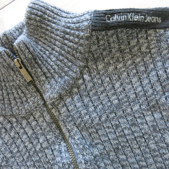 Calvin Klein Jeans Cable Knit 100% Cotton Long Sleeve 1/2 Zip Sweater - Size XL - Picture 5 of 8